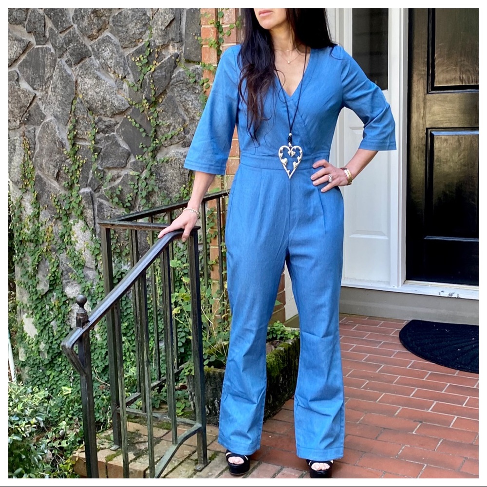 Fabulous chic denim wide leg jumpsuit - Picture 8 of 9